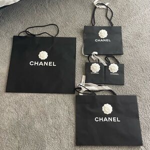 Authentic Chanel bags with ribbon and Camellia, The flower of Chanel.